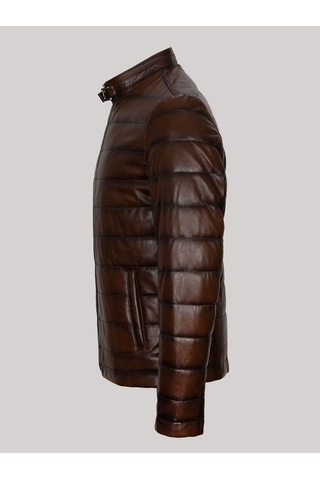 Hakiki Kuzu Derisi Fermuarlı Erkek Deri Mont Taba Taba