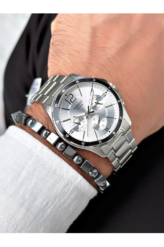 Casio Nda3181 Erkek Kol Saati Gümüş + Bileklik