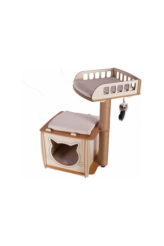 Pati Homes XL Lal Yataklı Kedi Tırmalama Evi 85 x 38 x 38 CM