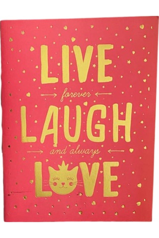 "live Forever Laugh And Always Love" Temalı Çizgisiz Defter Kırmızı