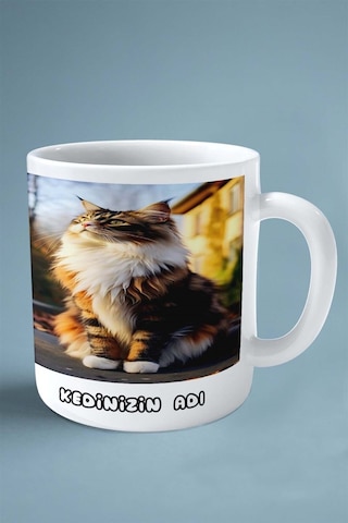 Maine Coon Kedi İsimli Kişiye Özel Baskılı Kupa Bardak Model 14 Çok Renkli