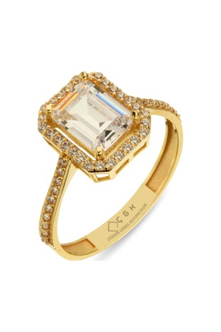 Baget Kare Taşlı Altın Yüzük