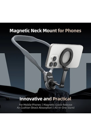 Xuweiwei Telesın Gri Manyetik Tutucu Non Shaking Multi Angle Rotating Gray Telefon Askılık Boyun Askısı Pembe