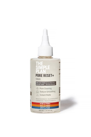 The Simple Plan Pore Reset+ Toner %2 Salisilik Asit Bha + %1 Pha + %0,5 L-karnitin, Gözenek Bakım Toniği, 200 Ml