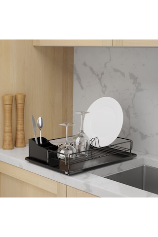 Teknotel Tek Katlı Tabaklık Bulaşıklık Mat Siyah Kb006 Siyah