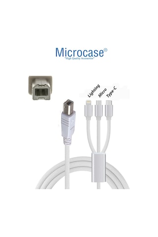 3in1 Lighting-Type-C-Micro USB Yazıcı Kablosu AL3192