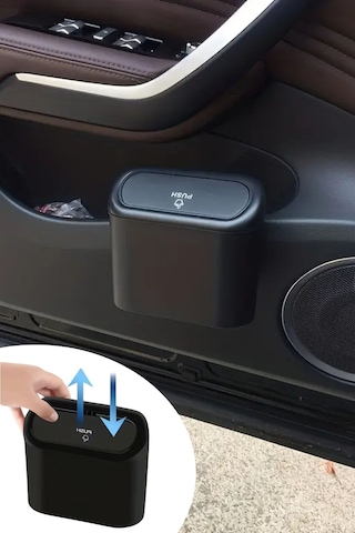 Araç İçi Takılarak Sabitlenebilen Mini Kapaklı Çöp Kovası