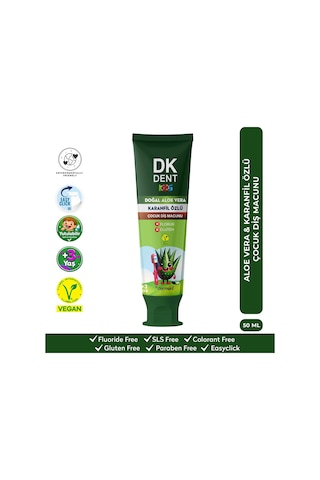 Dermokil DK Dent Doğal Aloe Vera ve Karanfıl Özlü Çocuk Diş Macunu 50 ML