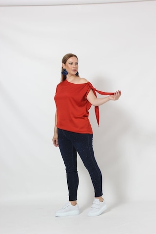 Moda Berray 3250t Tek Omuz Bağlama Detaylı Şık Bluz Tarçın Haki