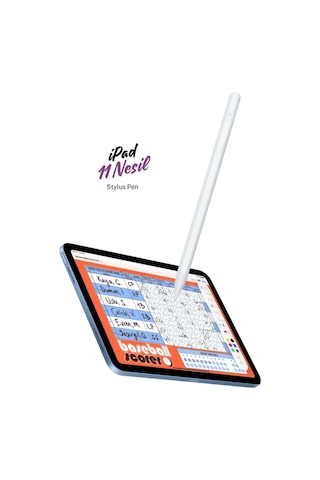 Apple Uyumlu iPad A16 11 Nesil 2025 Avuç İçi Reddetme Özellikli Dokunmatik A3355 Tablet Kalemi Beyaz