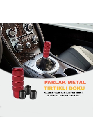Metal Vites Topuzu Tırtıklı Parlak Kırmızı Alüminyum Çelik Alaşım Universal Manuel Vites Kırmızı