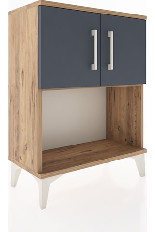 Arges Komodin 2 Raflı 2 Çekmeceli 2 Kapaklı 60x30x80 Çam-antr... Çam