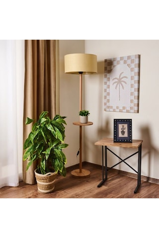 Evidea Lighting Oval Sehpalı Ahşap Lambader - Natürel / Krem - 150x40x40 Cm Natürel / Krem