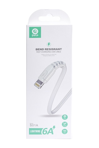 Dvıp S01a 6a 67w Fast Charging Usba To Lightning Data Ve Hızlı Şarj Kablosu 1m Beyaz