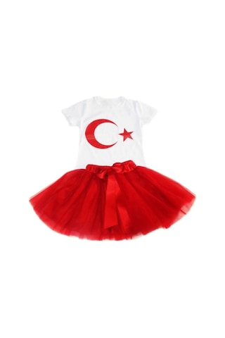 Her Şey Nota Kız Çocuk Ikili Takımı Gösteri Kıyafeti Beyaz