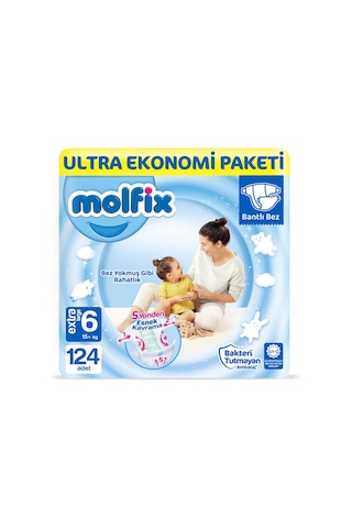 Molfix Bebek Bezi 6 Numara Xlarge Ultra Ekonomi Paketi 124 Adet