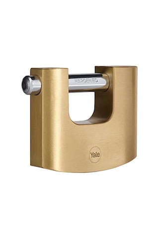 80 118 1 - 80mm Oval Kayar Pimli Pirinç Asma Kilit - Yüksek Koruma - Sertleştirilmiş Çelik Halka - 3 Anahtar Sarı