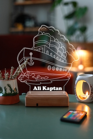 Kişiye Özel Hediye 3D Buhar Çıkaran Gemi Masaüstü Led Lamba