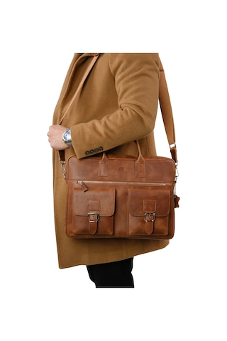 Mft Leather Hakiki Deri Laptop El Çantası Loreen 2230 Tiguan Taba
