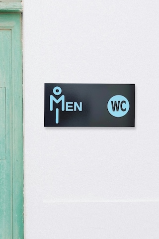 Dekoratif Ahşap 2d Kabartma Men Figürlü Wc Tabelası - Mavi
