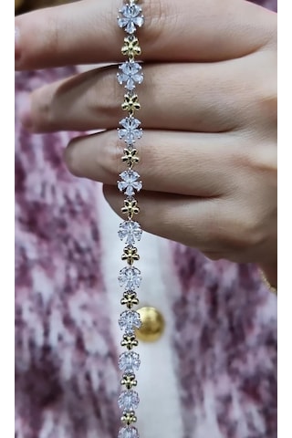 İthal Çiçekli Flower Fancy Kesim Gümüş Bileklik-8120