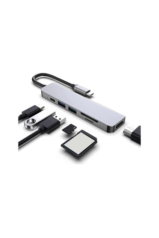 Nekuba Apple Macbook Pro Huawei İle Uyumlu Type C To 4k Hdmı + Usb 3.0 + Sd/tf + Pd + Type-c, Taşınab Sku: Smg8690010138736