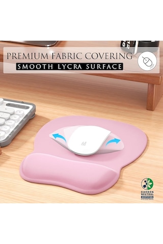 Hafızalı Köpük Bilek Desteğine Sahip Ergonomik Mouse Pad, Dizüstü Bilgisayar İçin Rahat Mouse Pad, Ağrıyı Hafifleten Bilek Desteği, Düz Pembe Çok Renkli