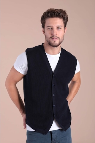 Ferraro Desenli Pamuk Triko Yelek - Lacivert-Lacivert