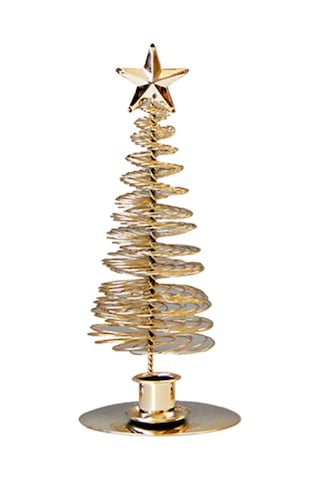 Suntek Çift Tekli Mum Bardaklı Metal Altın Yıldız Ağacı