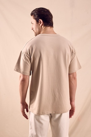 Tonny Black Rahat Kalıp Oversize Kesim T-shirt Erkek Bej T-shirt Tbtshrt020