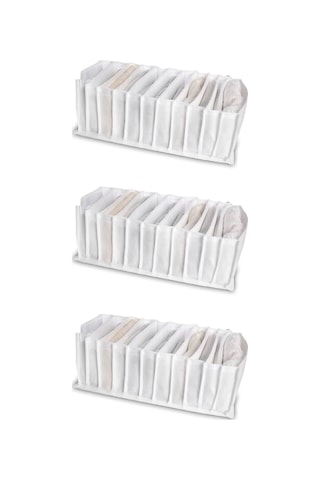 Serstil 3 Adet - Small 11 Gözlü Çekmece Içi Düzenleyici Organizer 12 X 40 X 12 beyaz
