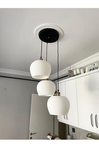 Modern Tarzda Sarkıt Salon Mutfak Yatak Odası Için 3'lü Bohem Avize Rustik Ampul Hediyeli Nestvibe Siyah