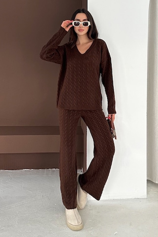 Noa & Noa Kadın Örgü Triko Takım Cozy Texture Kahverengi