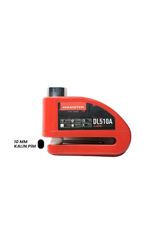 Knmaster Dl510a 10 Mm Alarmlı Disk Kilidi Hatırlatma Kablosu Ve Taşıma Çantası  Kırmızı Kırmızı