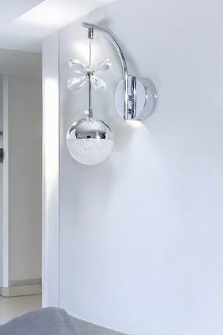 Ey-El Tasarım Şık Sarkıt Led Aplik Krom Kristal Taşlı Krom