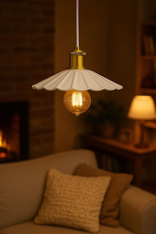 Metal Alven Beyaz Avize, Sarkıt Beyaz