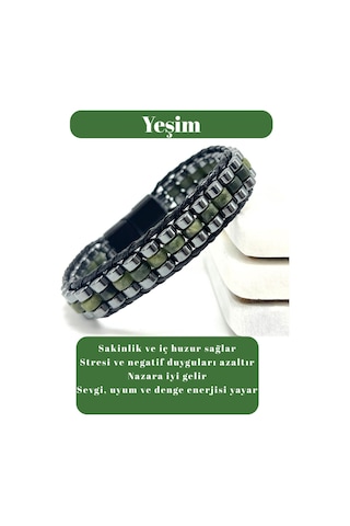 Sertifikalı Yeşim Disk Model Doğal Taş Erkek Bileklik Kilitli Kapama Yeşil