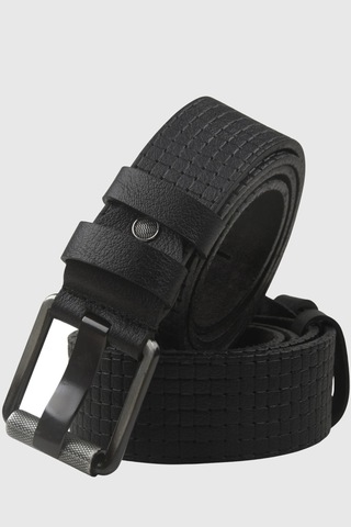 Rizzup Siyah %100 Hakiki Deri Erkek Spor Kemer Kare Desenli Kolay Kısaltılabilir Kot Pantolon Kemeri 2602681