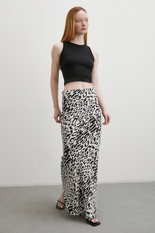 Desenli Maxi Verev Etek Ekru Ekru
