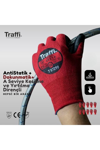 10çift Tg1290 Dokunmatik,antistatik A Seviye Direnç İş Eldiveni