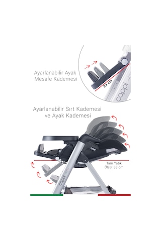Prego Cappi Yükseklik Kademeli Sırt Kısmı Yatabilir Mama Sandalye
