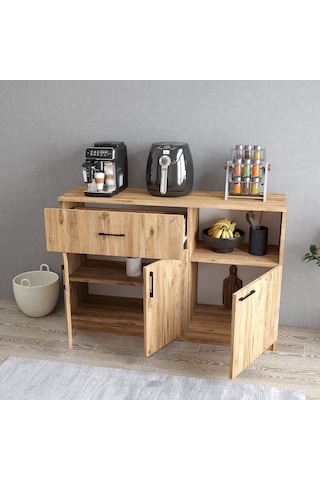 Tanmob Mtd0402 İnci 128 Cm Kapaklı Çekmeceli Alt Mutfak Dolabı Çam Çam