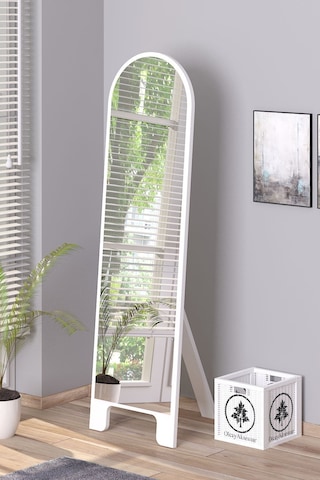 Beyaz 150x43 Cm Ayaklı Tek Kubbeli Salon Antre Çocuk Odası Banyo Wc Yatak Odası Boy Aynası Beyaz