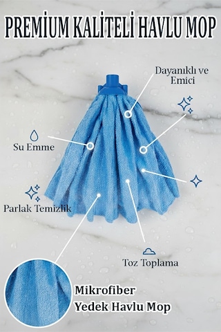 Mikrofiber Mavi Mop Paspas Yedek Ucu 1 Adet Kaliteli Mikrofiber Parke Mermer Seramik Fayans Paspas Laminant Temizlik