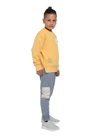 Escabel Erkek Çocuk İçi Şardonlu Tek Cep Aksesuarlı Beli Kalın Lastikli Sweatshirt-11019-hardal Hardal