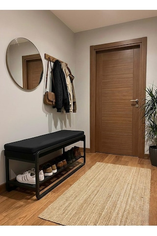 Line Modern Bench Puf 120 Cm - Antre, Giriş Holü , Ofis İçin Şık Dekoratif Bench Siyah