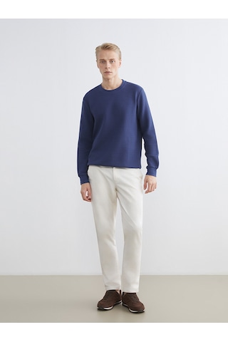 Lcwaıkıkı Classic Lacivert Bisiklet Yaka Dokulu Erkek Sweatshirt