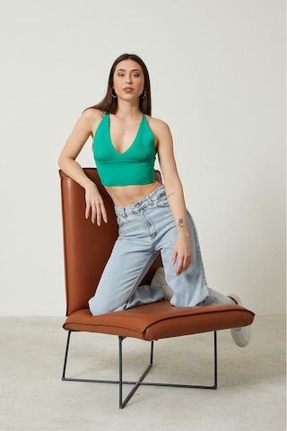 Twenty3 Kadın Super Crop Sırt Detaylı Triko Büstiyer Bluz 001