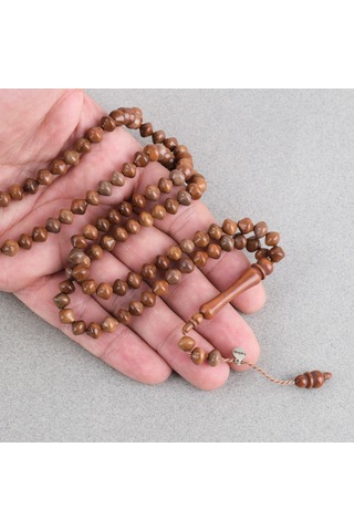 Kuka Orijinal Doğal Lapisdo İmzalı İstanbul Kesim 6x7mm Namaz Tesbihi Kahverengi