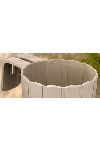 Storeşahin 3d Baskı Askılı Balkon Saksısı Dikey Çizgili Dekoratif Çiçek Ve Aromatik Bitki Saksısı - Bej Shn0720